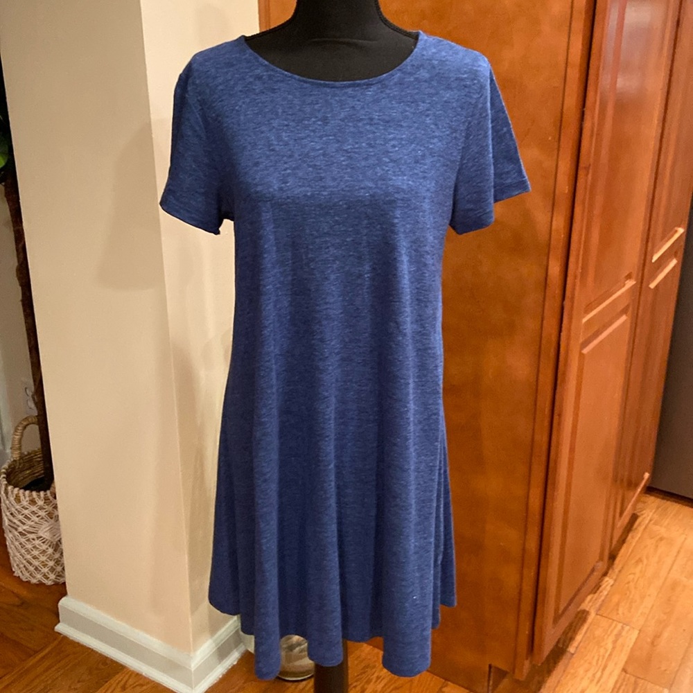 Old Navy short sleeve knit swing dress, blue heather, M, EUC